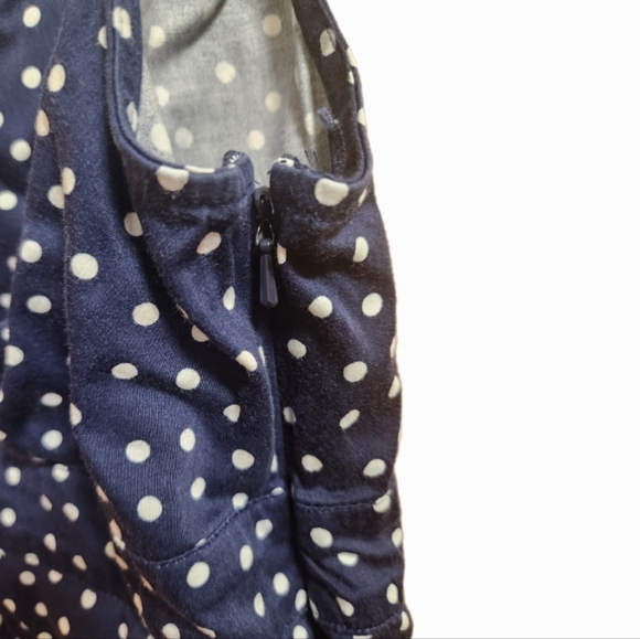 Bass Blue and White Polka Dot Print Sleeveless Cotton Blend Wrap Blouse - Picture 3 of 5